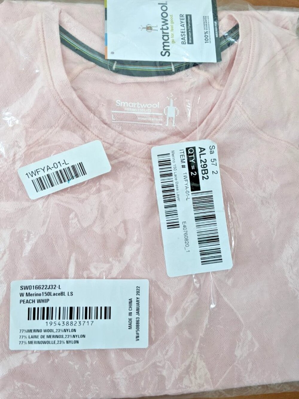 NWT Smartwool Merino 150 Lace Base Layer Top Light Pink Women Winter Feminine L